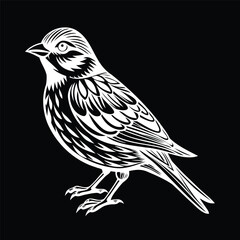 Stylized Black and White Bird Illustration