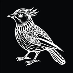 Stylized Black and White Bird Illustration