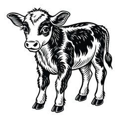 Black and White Calf Illustration