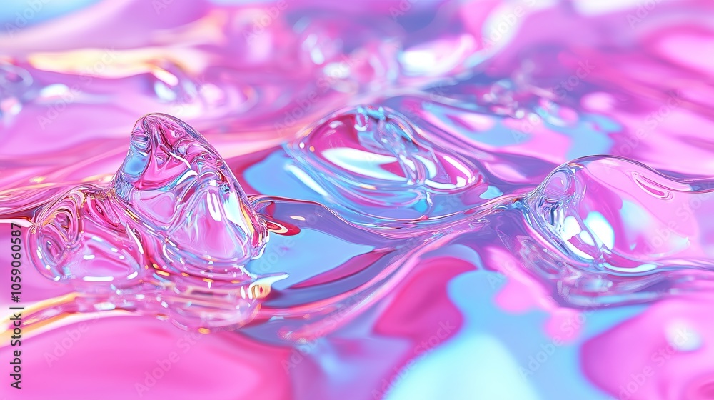 Poster a close-up view of soft ripples on water in pastel shades of pink and blue, creating a tranquil atmo