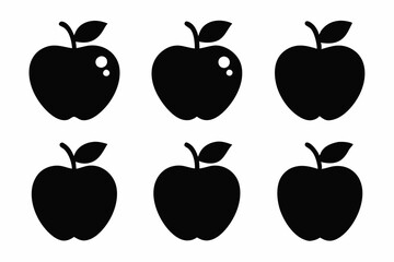 Apple silhouette vector set, apple icon bundle	
