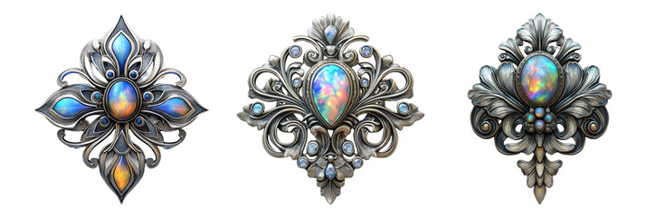 Decorative Gems on Transparent Background