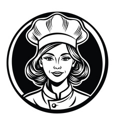 Black and White Female Chef Illustration