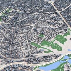 Brussels City Belgium Map, 3D Rendering