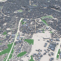 Brussels City Belgium Map, 3D Rendering