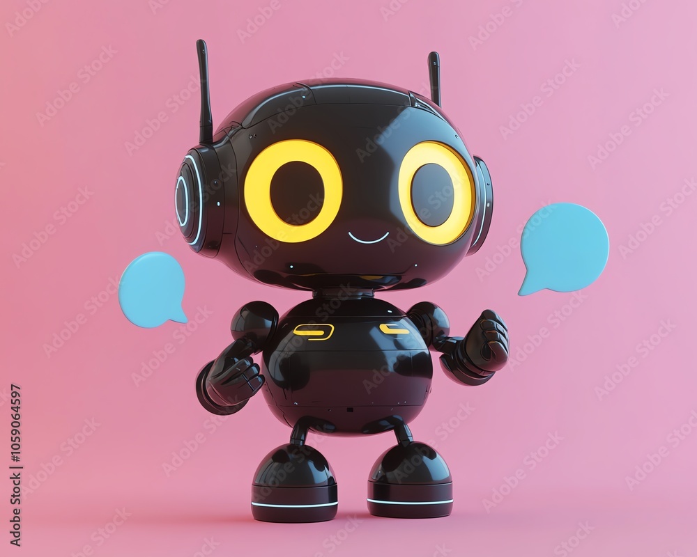 Aufkleber Visual of a chatbot character with playful speech bubbles, emphasizing a friendly and interactive dialogue, representing the userfriendly aspect of generative AI