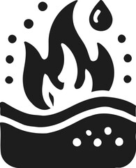 Silhouette of fire and water elements, balance and nature icon, contrasting forces illustration
