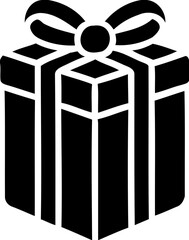 Silhouette of gift box with ribbon, present and celebration icon, holiday and surprise illustration

