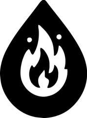 Silhouette of water drop with flame, fire and water icon, energy and element illustration
