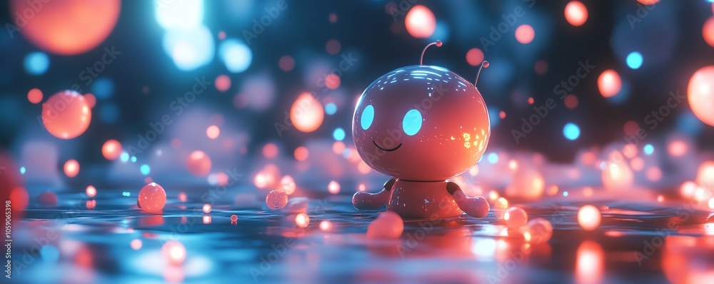 Leinwandbilder Visual representation of a friendly chatbot with a welcoming expression, engaging users through dynamic speech bubbles, emphasizing the power of generative AI in communication