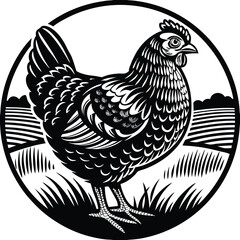 Hen chicken vector logo. farm, poultry, hen, fowl icon Chicken Silhouette, Vector EPS10 Illustration Engraved, vector hen illustration.Chickens,Chickens Head animals art graphic resources vector Eleme