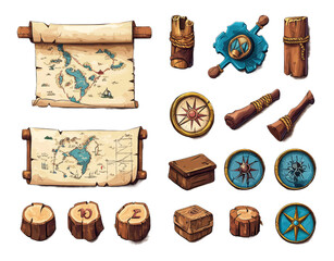 Vintage Map and Nautical Elements Collection
