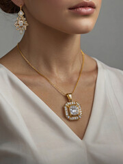 Diamond necklace with gold accents, a luxurious bridal jewelry piece.