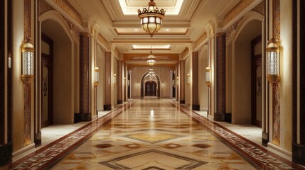 Obraz premium Elegant Hallway with Ornate Decor