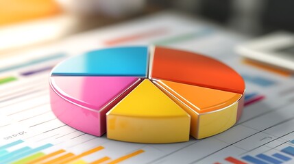 A colorful pie chart representing data analysis on a financial report.