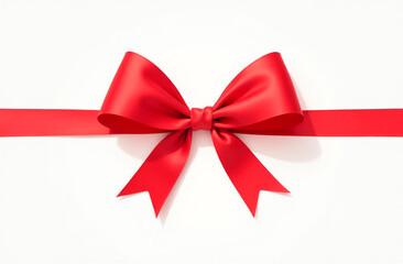 Fototapeta premium Elegant red bow with ribbon on a white background for festive occasions and gift wrapping