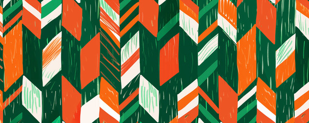Obraz premium Red, orange, and green zigzag pattern with a white background, seamless pattern