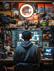 Obraz premium Content Creator at Work in a Studio Environment.