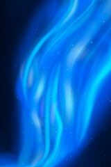 Abstract blue neon background with waves, northern lights, ice tunnel.