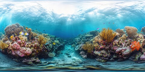 Naklejka premium Vibrant Coral Reef Ecosystem Underwater