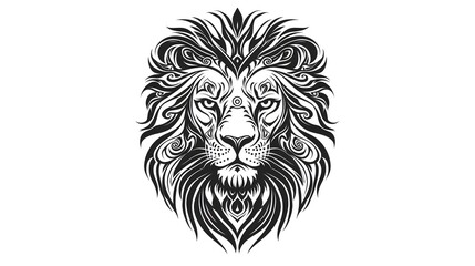 Fototapeta premium Intricately Designed Majestic Lion Tattoo on White Background