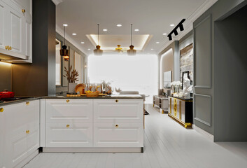 3d render modern living room