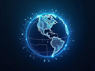 Fototapeta premium Digital world globe, concept of global network