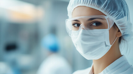 
Protective gear-clad inspector scanning for contaminants in a sterile production area, ensuring contamination control,