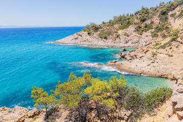 Secluded Rocky Cove on the Coast of Greece