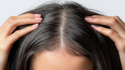 Obraz premium Close up woman hair, hair loss concept.