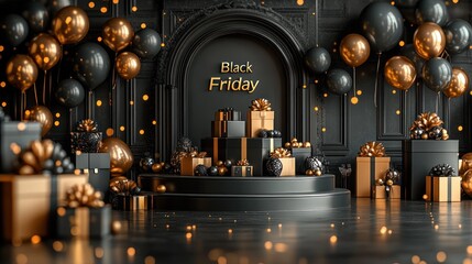 Fototapeta premium Stylish Black Friday ambience with lavish elements.