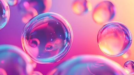 Colorful soap bubbles floating in a vibrant, abstract background.