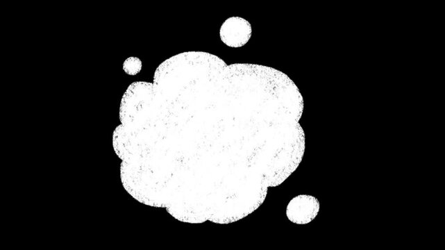 Animated white bubble speech on black background. Animated speech bubble on black screen, speech cloud animation, text bubbles animated. Thought bubble icon motion animation
