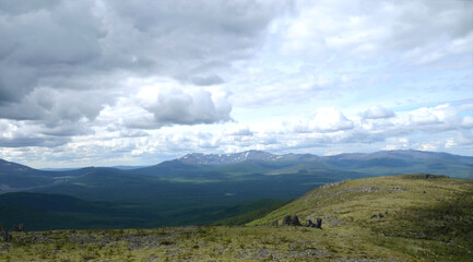 Fototapeta premium Space in the mountains, Ural Mountains, view of the mountains.