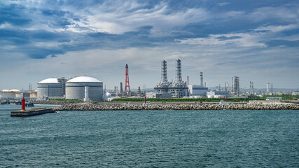 仙台 石油コンビナートと火力発電所