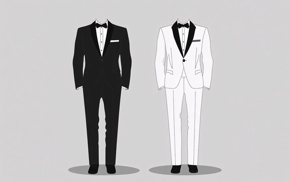Elegant Abstract Silhouettes of Gentlemen in Suits in Minimalist Black and White for Modern and Sophisticated Style