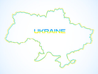 Ukraine map with blue and yellow outline. Banner for Ukraine. Vector illustration
