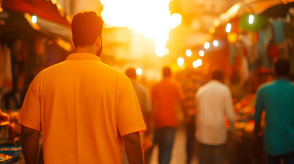 Evening Stroll in a Vibrant Marketplace