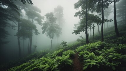 misty morning in the forest