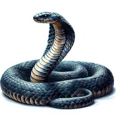 Fototapeta premium Cobra with Expanded Hood and Intricate Scale Pattern