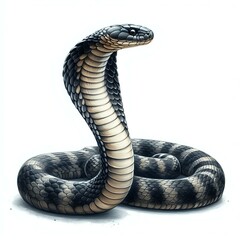 Fototapeta premium Cobra with Expanded Hood and Intricate Scale Pattern