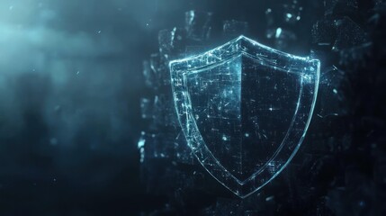 Fototapeta premium Translucent shield symbolizes digital defense mechanism