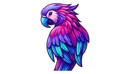 Obraz premium Colorful Parrot with Neon Glow in Retro Style
