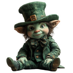 Seated Irish Leprechaun with Shamrock Hat