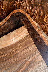 Vertical Handcrafted wooden furniture pieces.