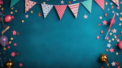 Festive Bunting with Colorful Decorations and Background