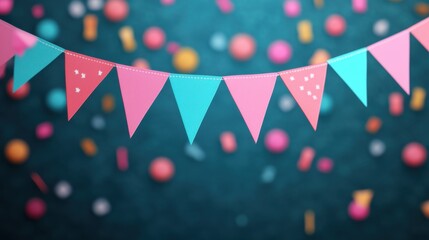 Obraz premium Colorful Bunting with Fireworks and Party Atmosphere