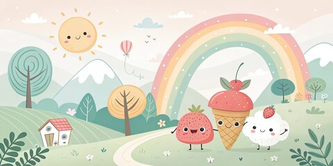 minimalist cute cartoon funny background