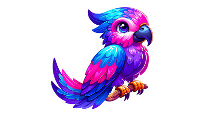 Obraz premium Retro Parrot with Neon Glow Aesthetic