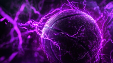 Dynamic Purple Basketball with Electric Effects